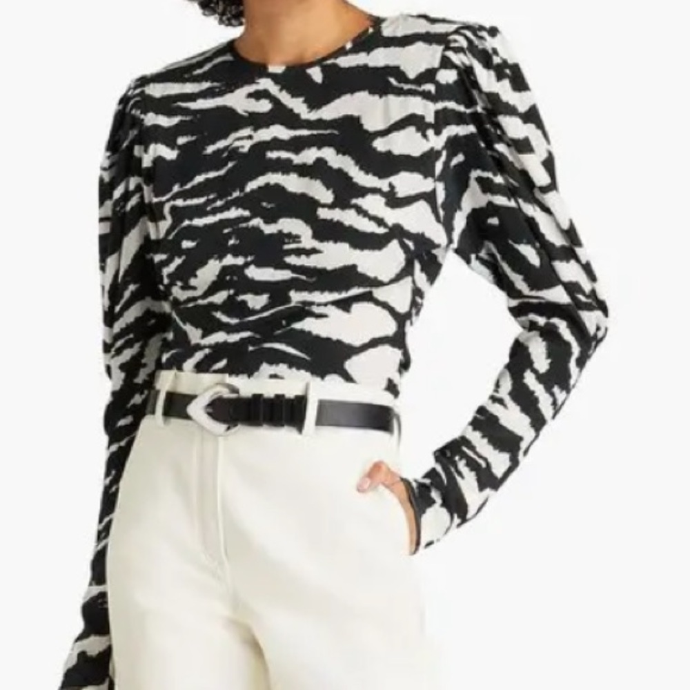 Isabel Marant Black & White Zebra-Print Long Sleeve Top size 36